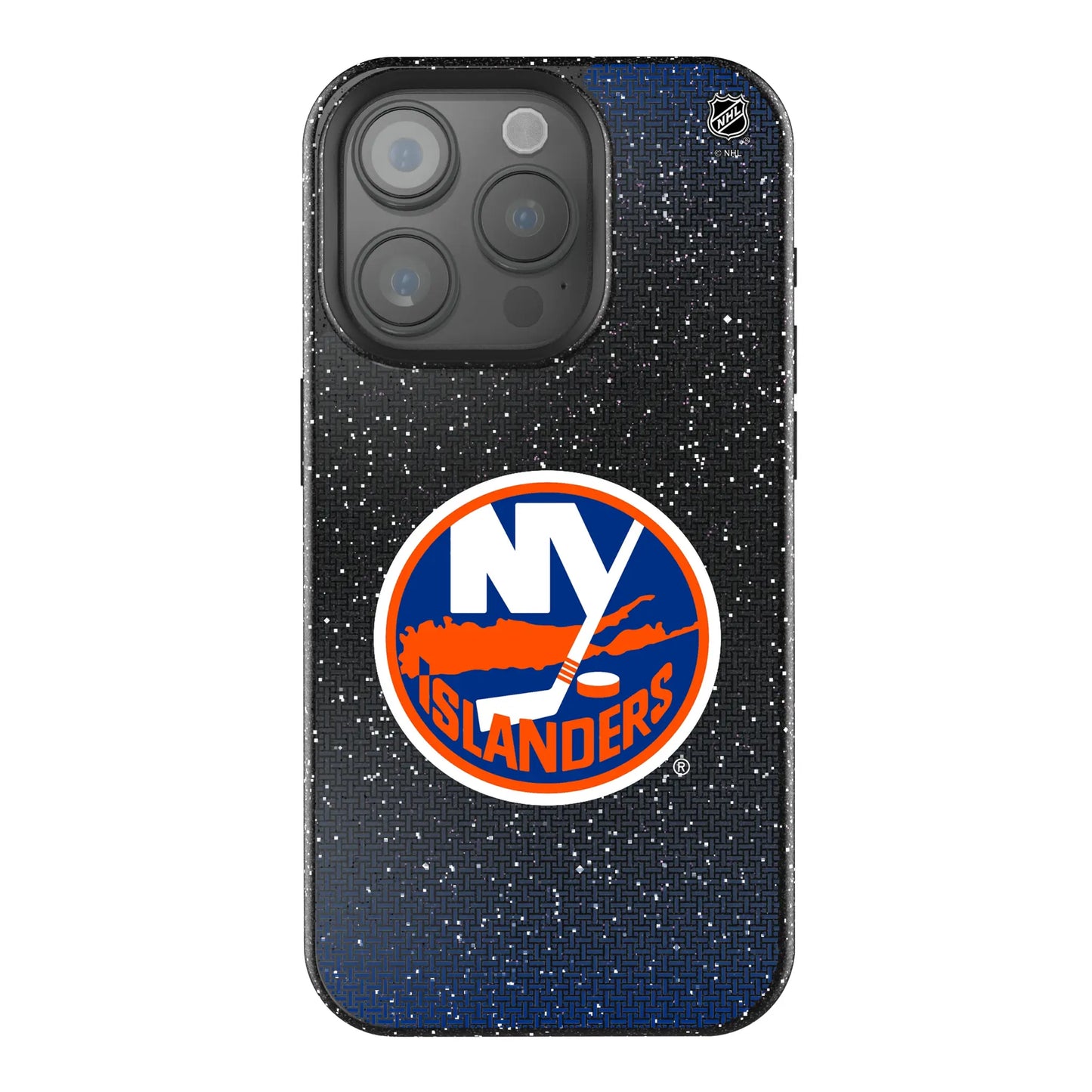 New York Islanders Linen Black Bling Phone Case for Apple iPhone
