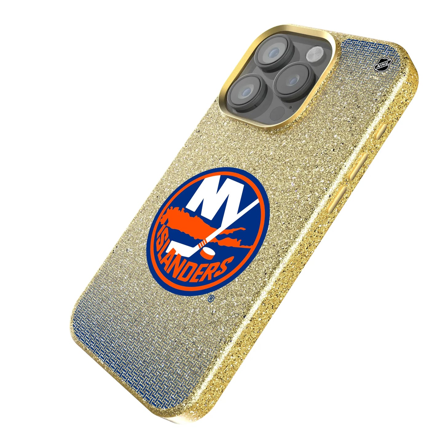 New York Islanders Linen Bling Phone Case for Apple iPhone