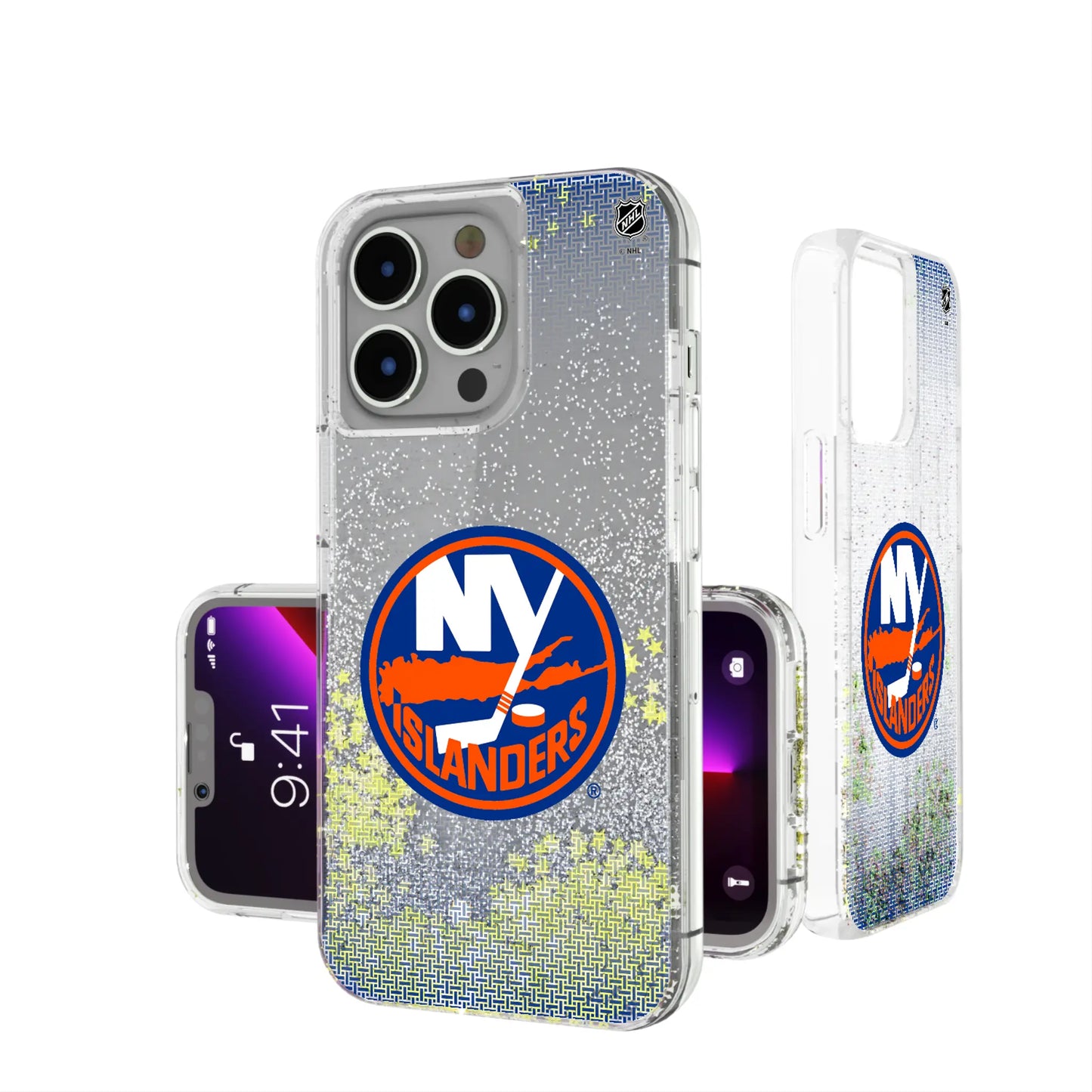 New York Islanders Linen Glitter Phone Case for Apple iPhone