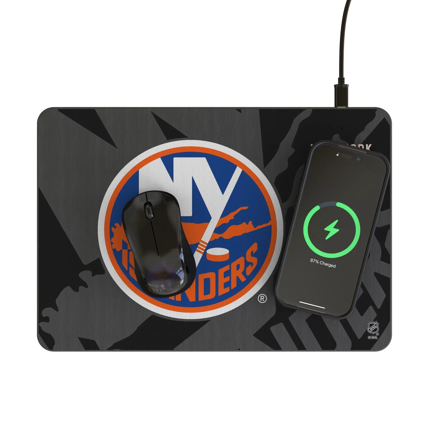 New York Islanders Monocolor Tilt 15-Watt Wireless Charger and Mouse Pad