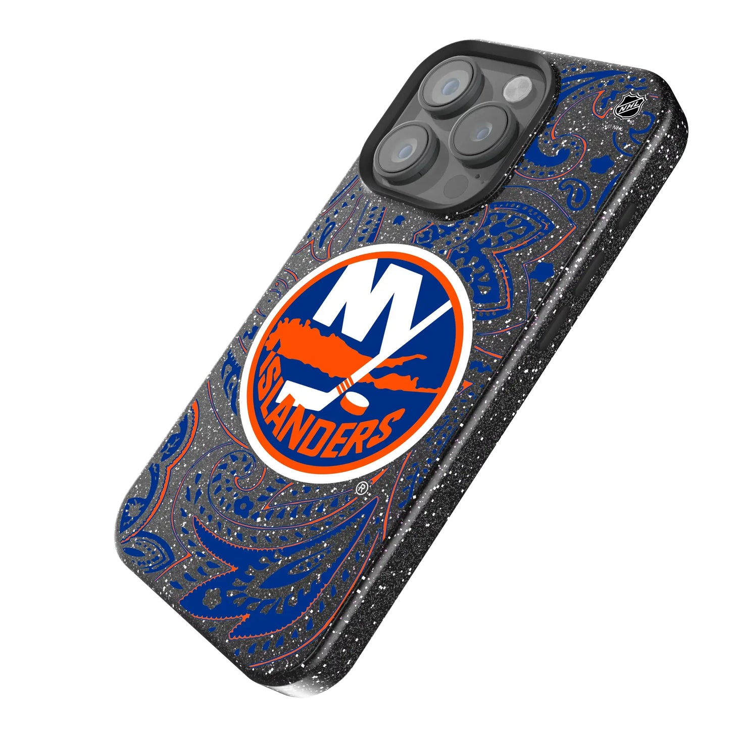 New York Islanders Paisley Black Bling Phone Case for Apple iPhone