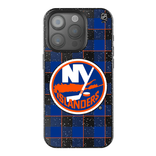 New York Islanders Plaid Black Bling Phone Case for Apple iPhone