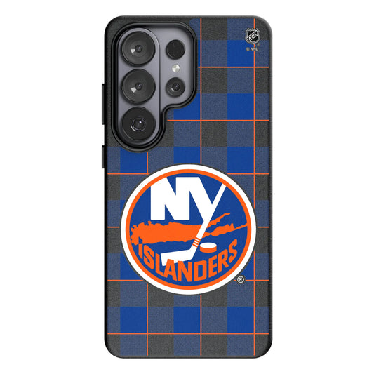 New York Islanders Plaid MagSafe Compatible Phone Case for Samsung Galaxy