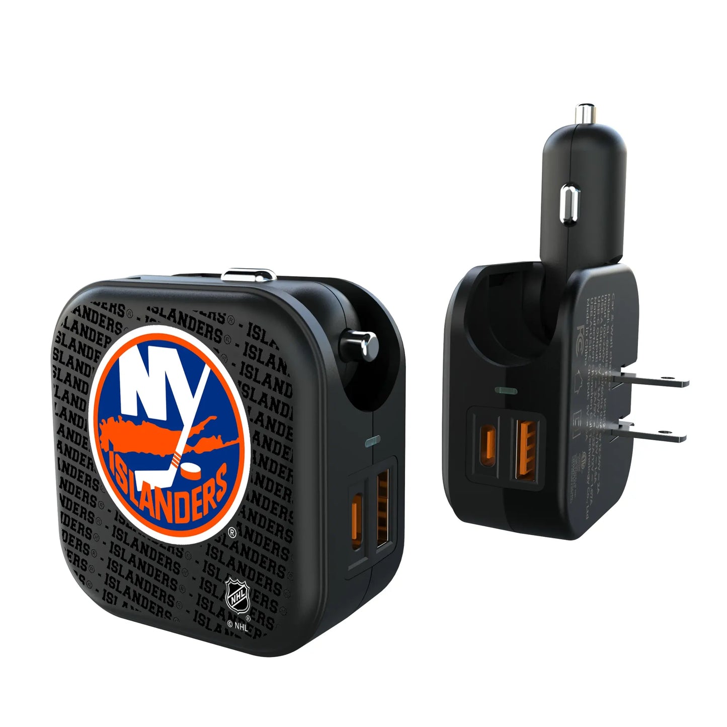 New York Islanders Text Backdrop 2 in 1 USB A/C Charger