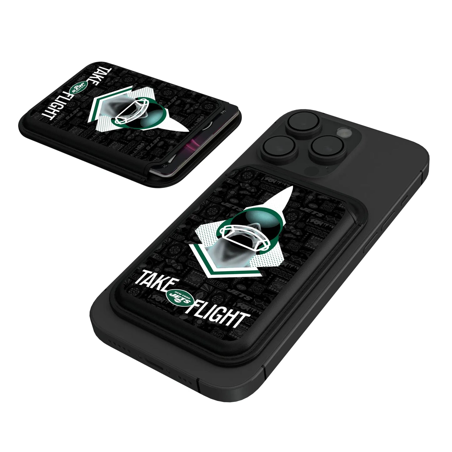 New York Jets Deco Black Magnetic Credit Card Wallet