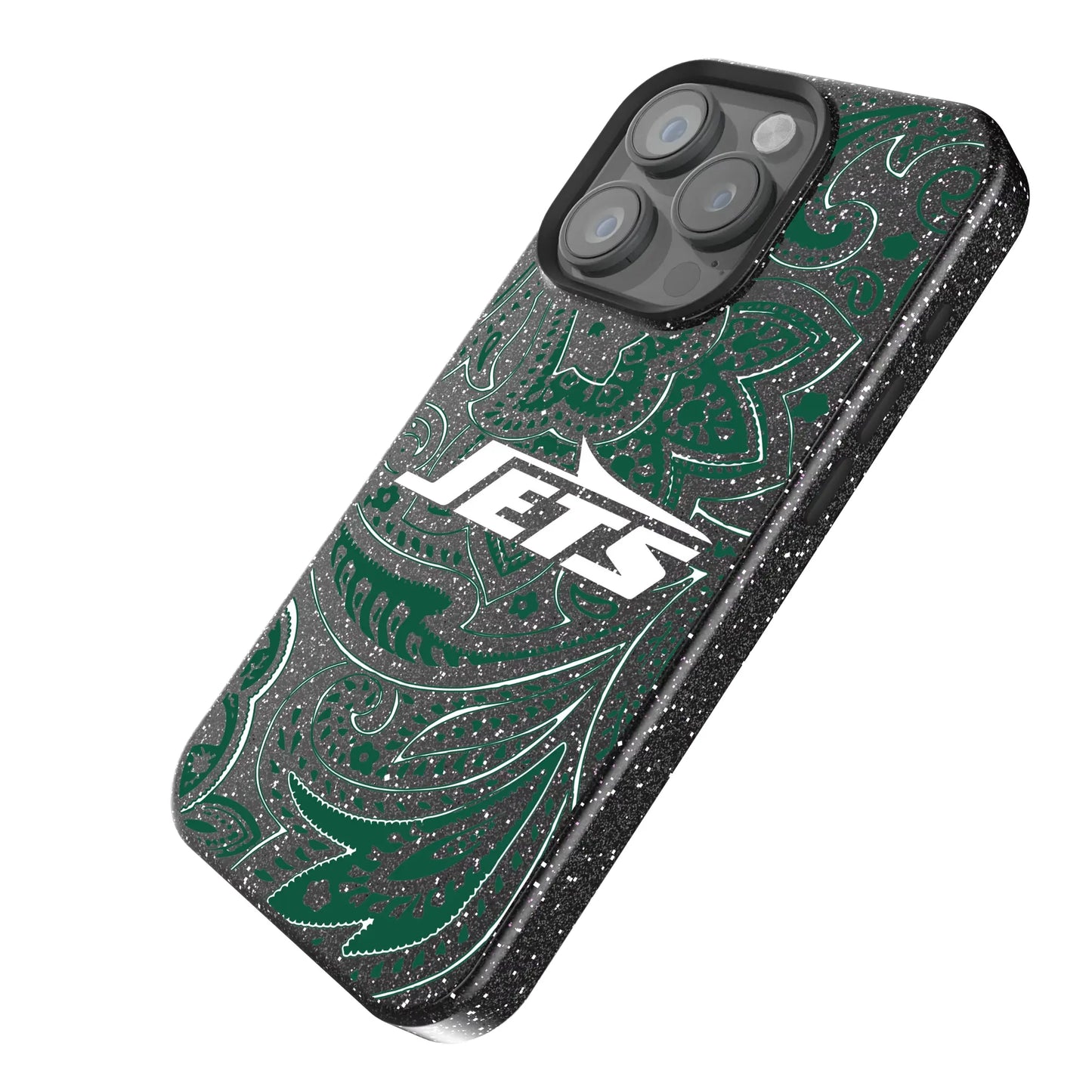 New York Jets Paisley Black Bling Phone Case for Apple iPhone