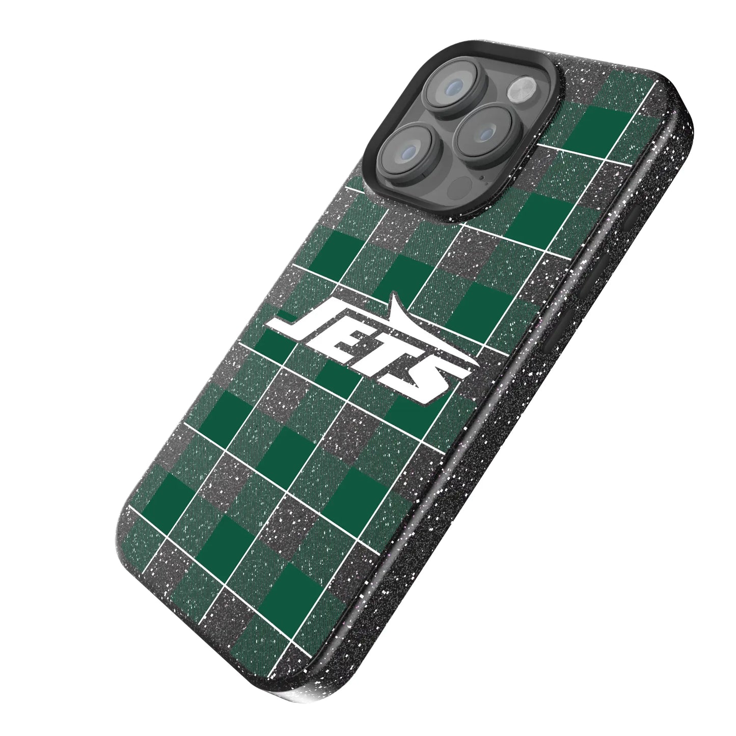 New York Jets Plaid Black Bling Phone Case for Apple iPhone