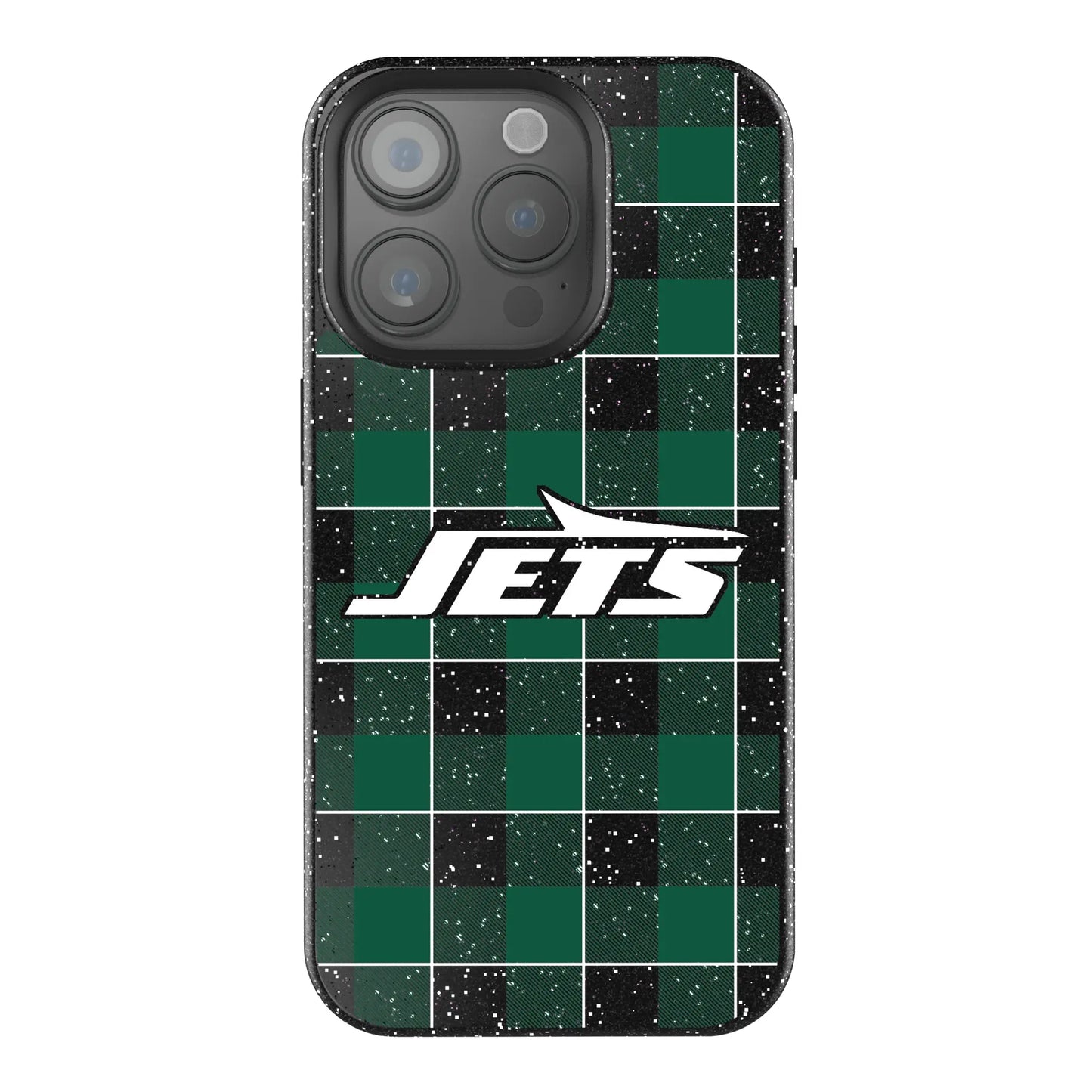 New York Jets Plaid Black Bling Phone Case for Apple iPhone