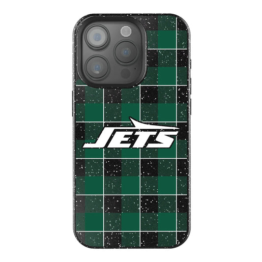 New York Jets Plaid Black Bling Phone Case for Apple iPhone