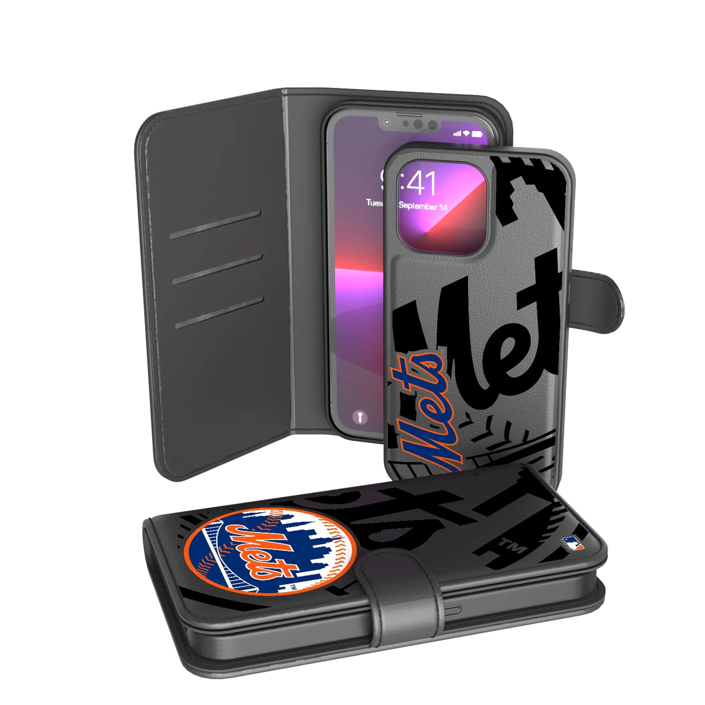 New York Mets Monocolor Tilt Wallet Phone Case for Apple iPhone