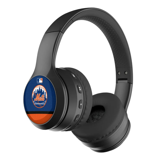 New York Mets Stripe Wireless Over-Ear BT Headphones With Case