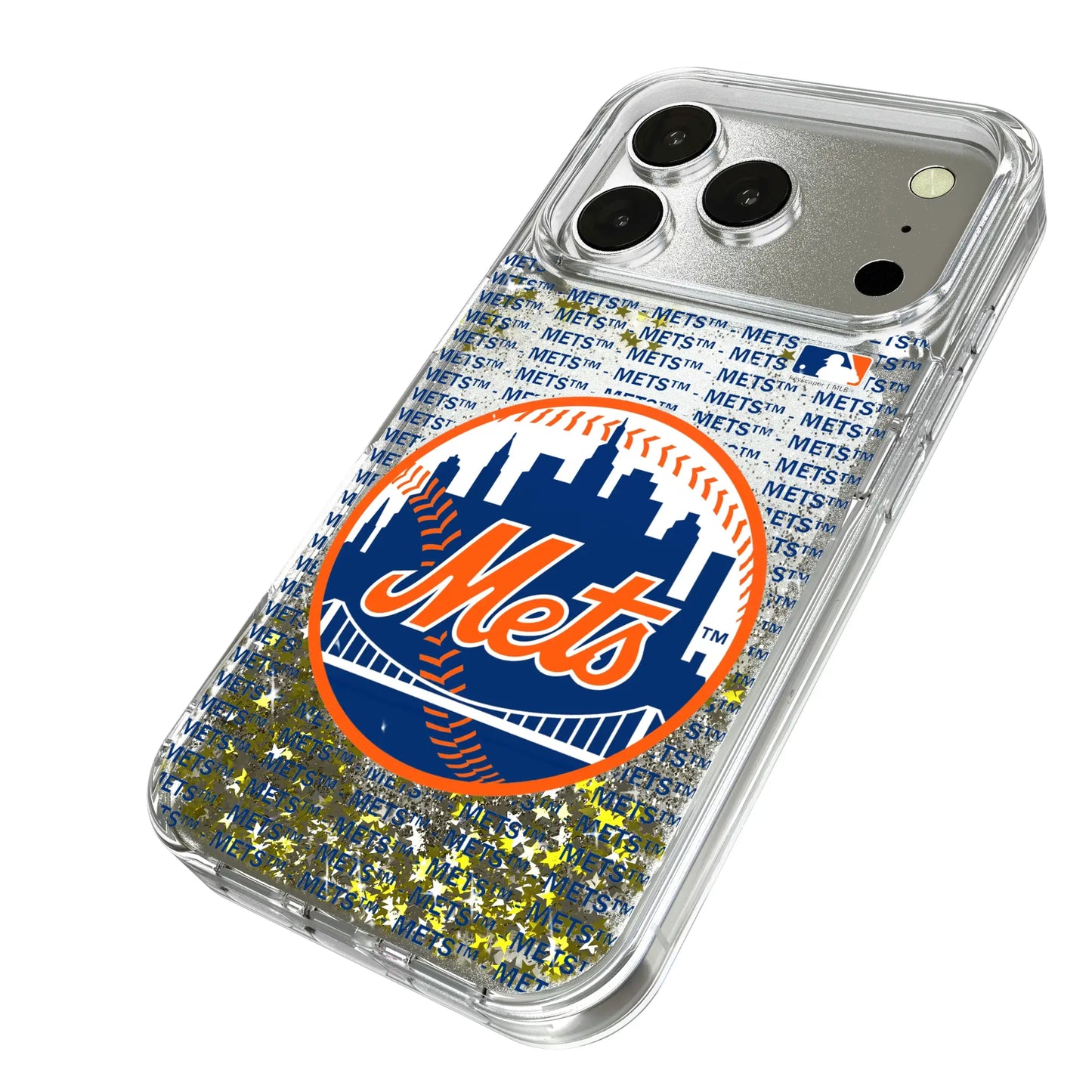 New York Mets Text Backdrop Glitter Phone Case for Apple iPhone