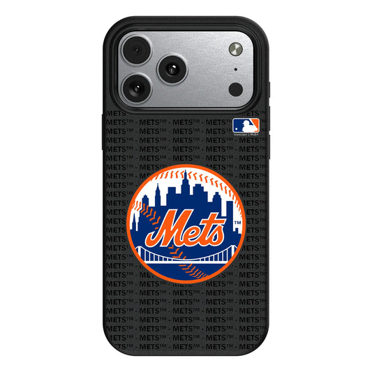 New York Mets Text Backdrop MagSafe Compatible Phone Case for Apple iPhone