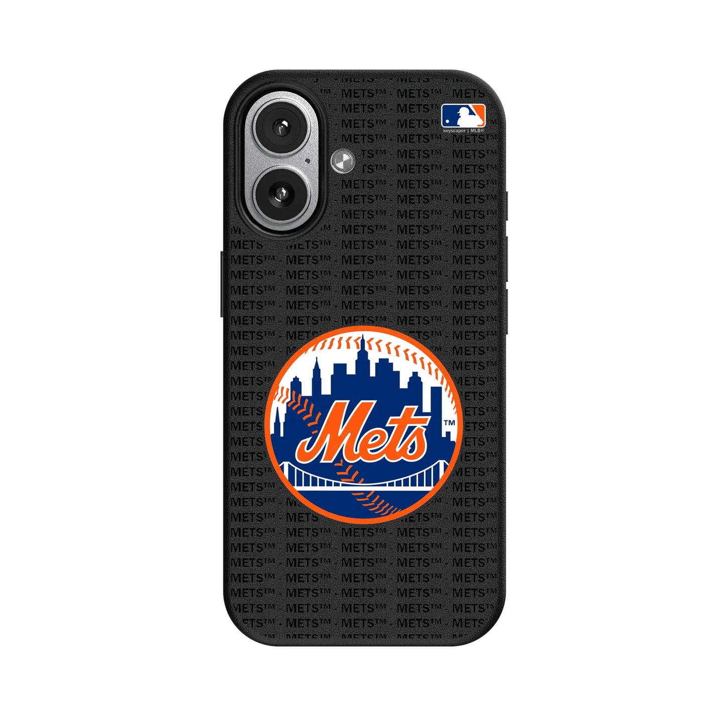 New York Mets Text Backdrop MagSafe Compatible Phone Case for Apple iPhone