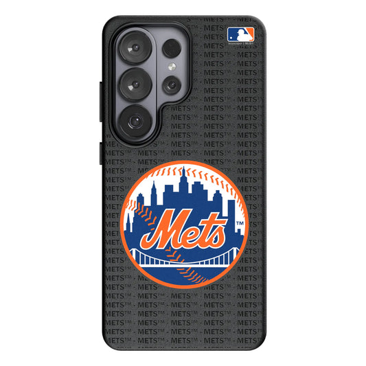 New York Mets Text Backdrop MagSafe Compatible Phone Case for Samsung Galaxy