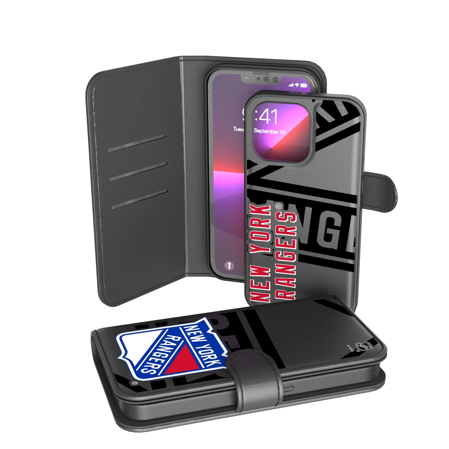 New York Rangers Monocolor Tilt Wallet Phone Case for Apple iPhone