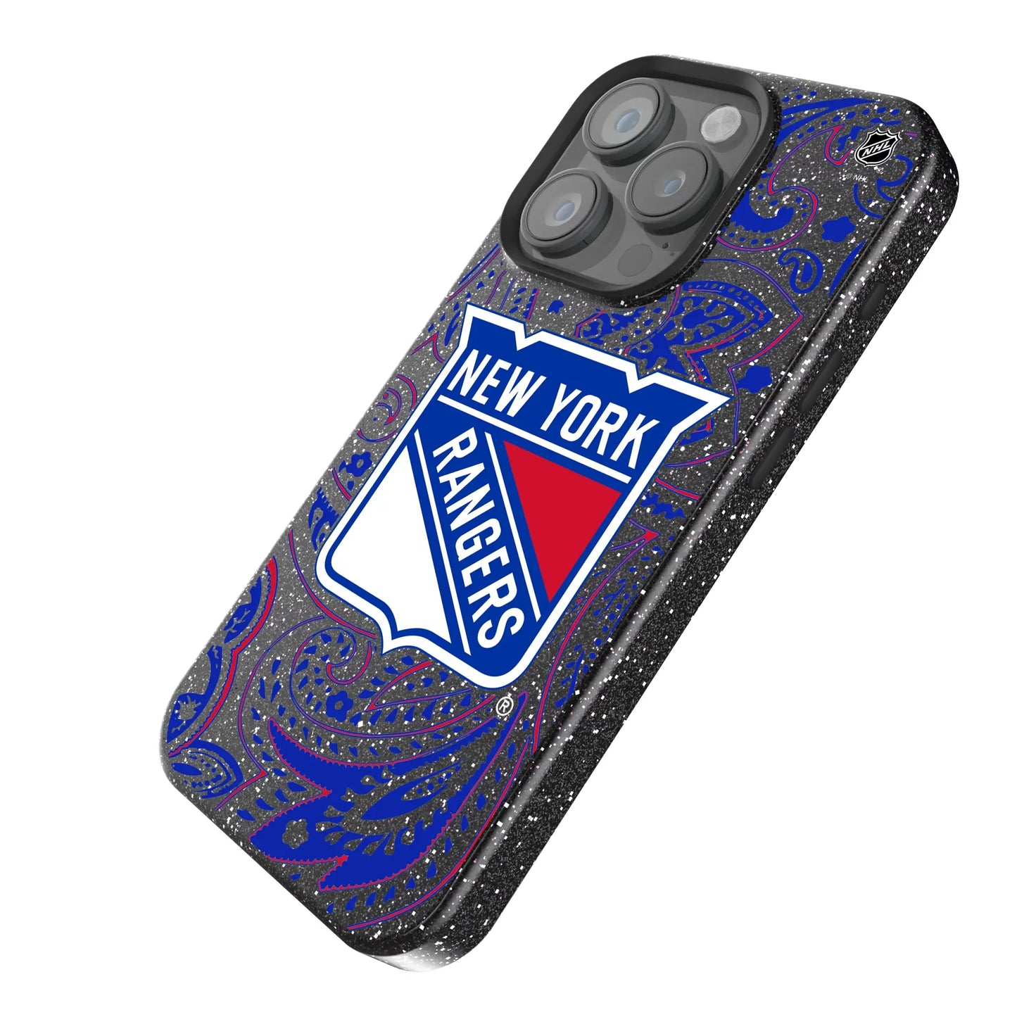 New York Rangers Paisley Black Bling Phone Case for Apple iPhone