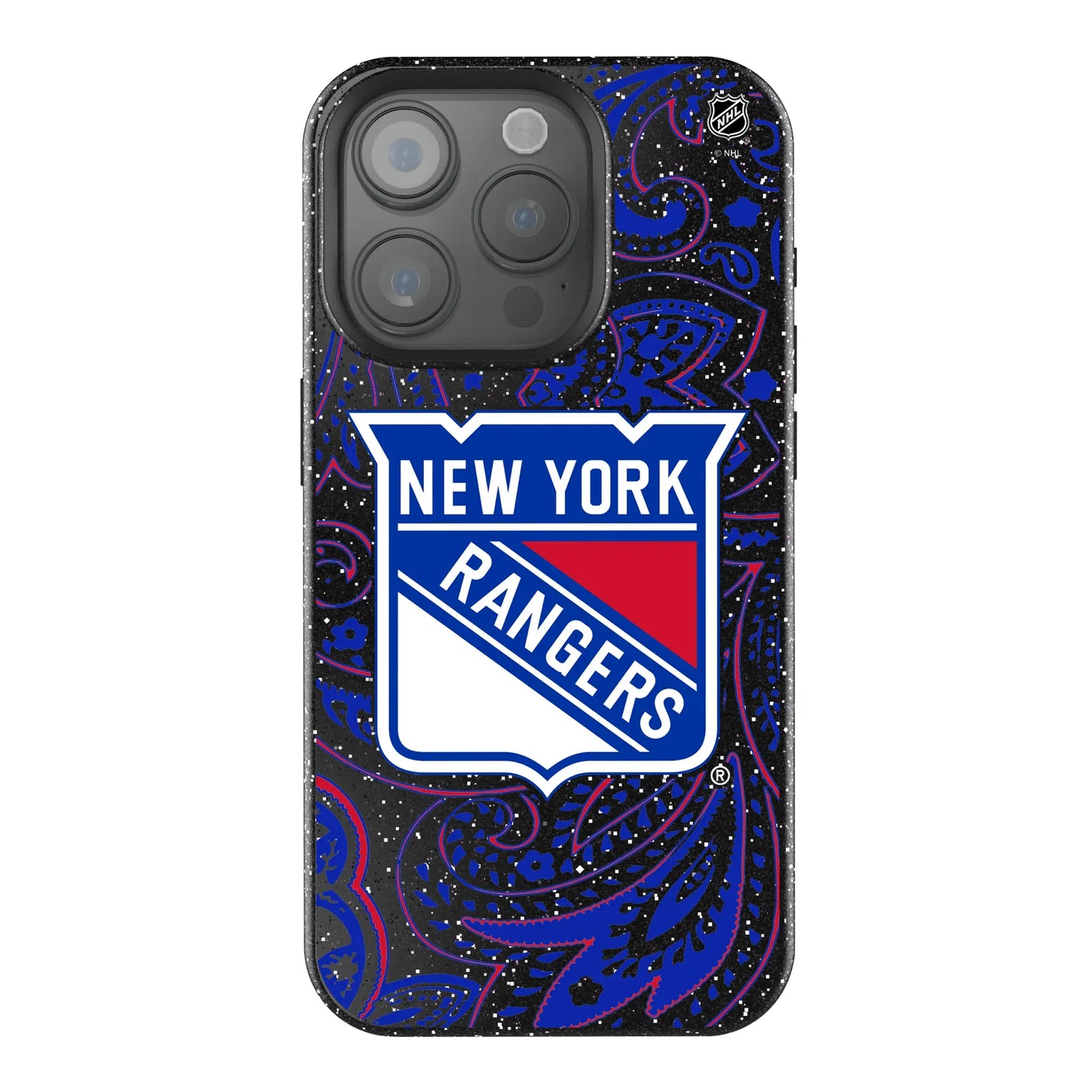 New York Rangers Paisley Black Bling Phone Case for Apple iPhone