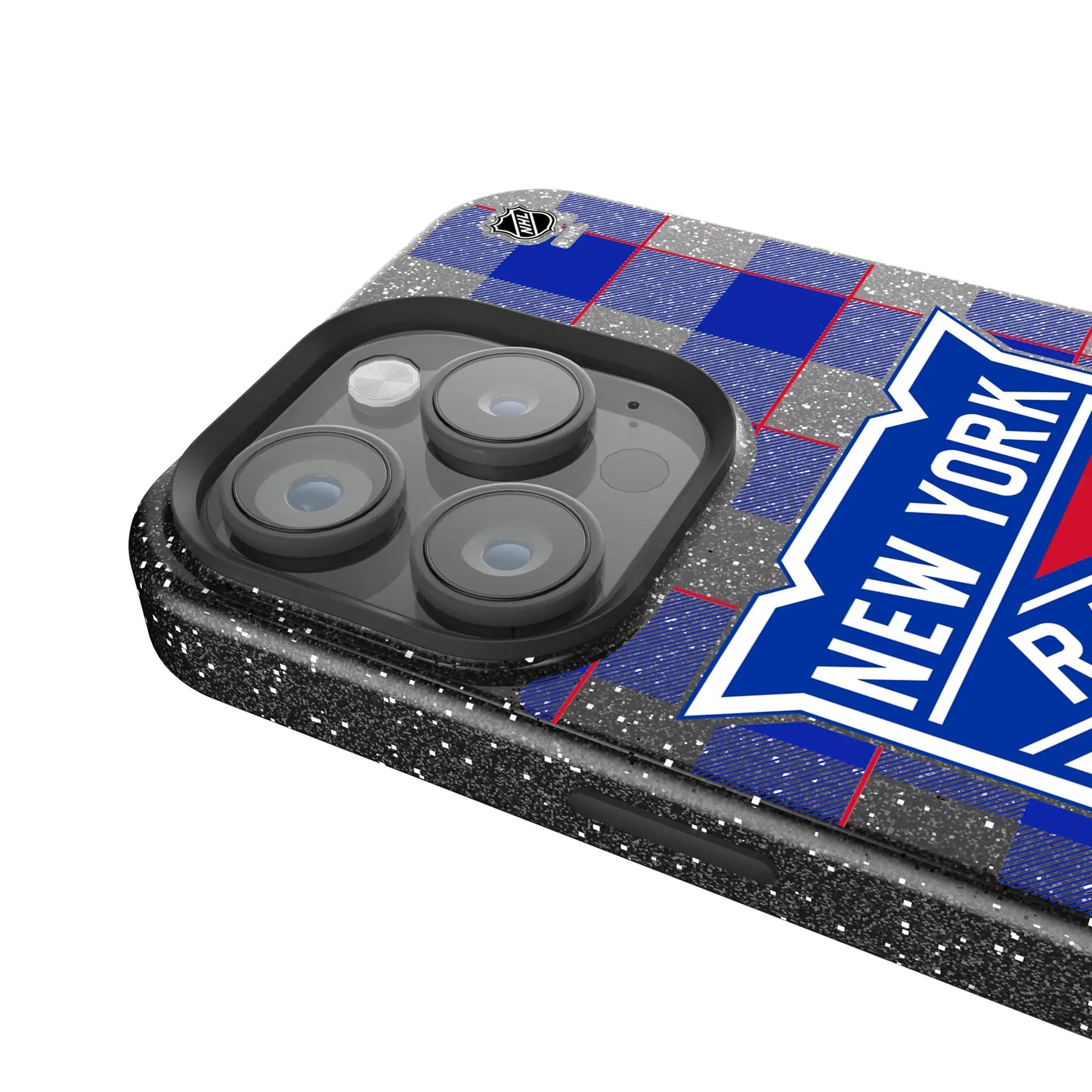 New York Rangers Plaid Black Bling Phone Case for Apple iPhone
