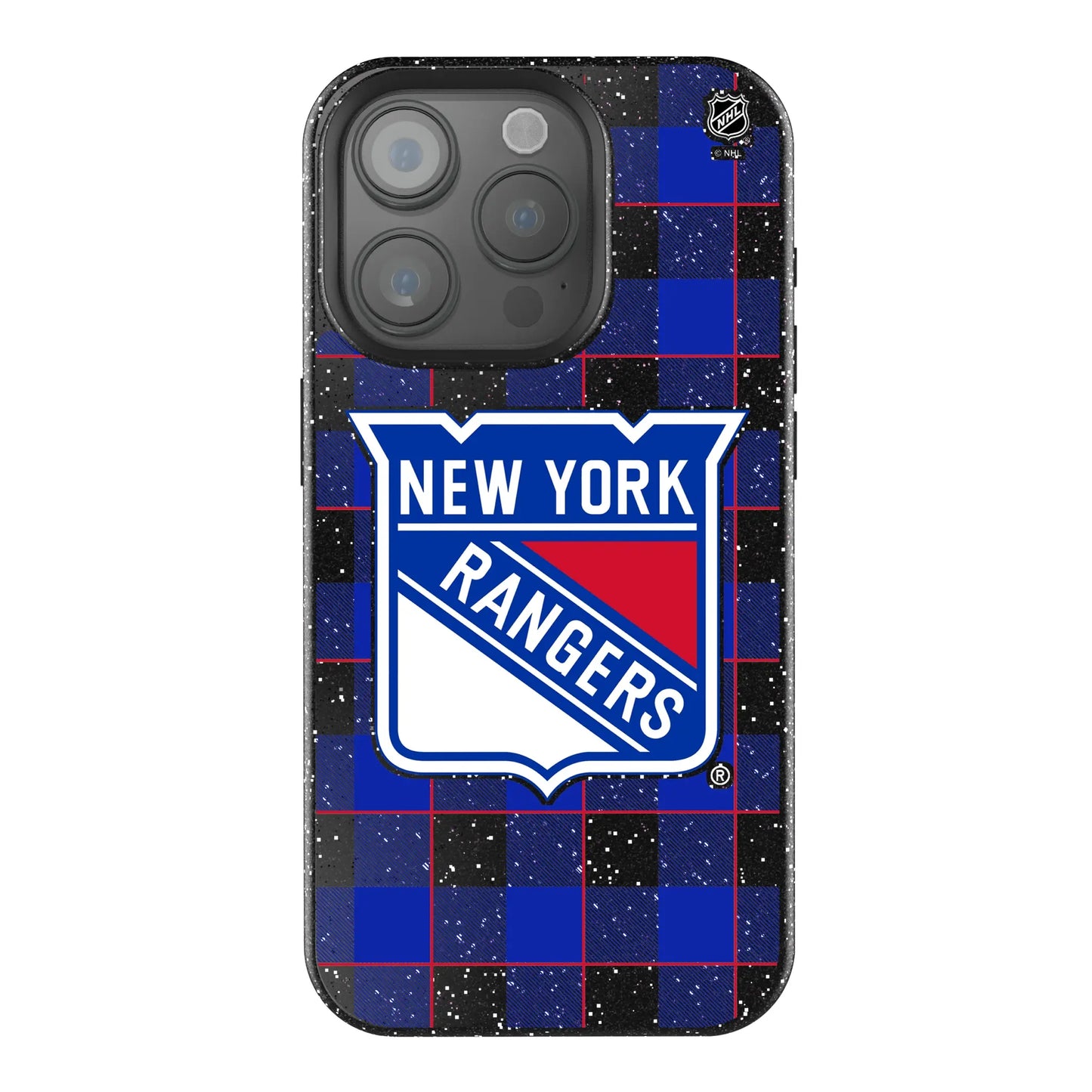 New York Rangers Plaid Black Bling Phone Case for Apple iPhone