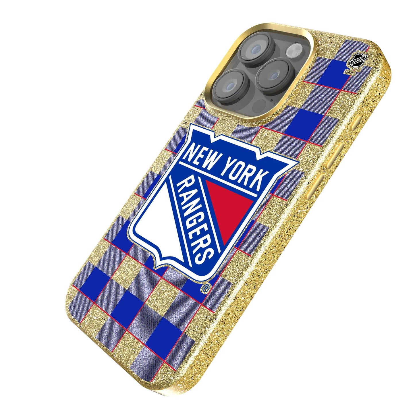 New York Rangers Plaid Bling Phone Case for Apple iPhone