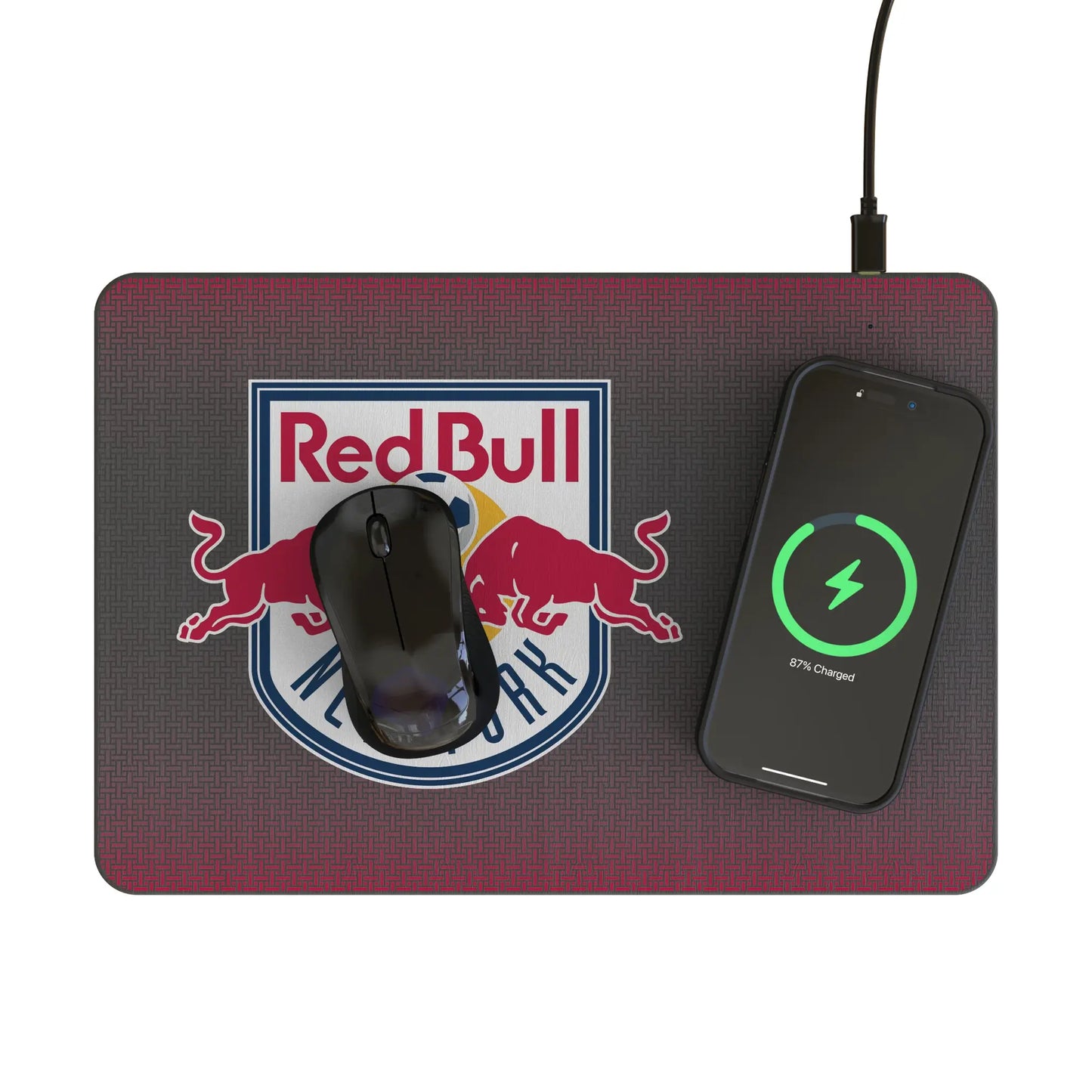 New York Red Bulls Linen 15-Watt Wireless Charger and Mouse Pad