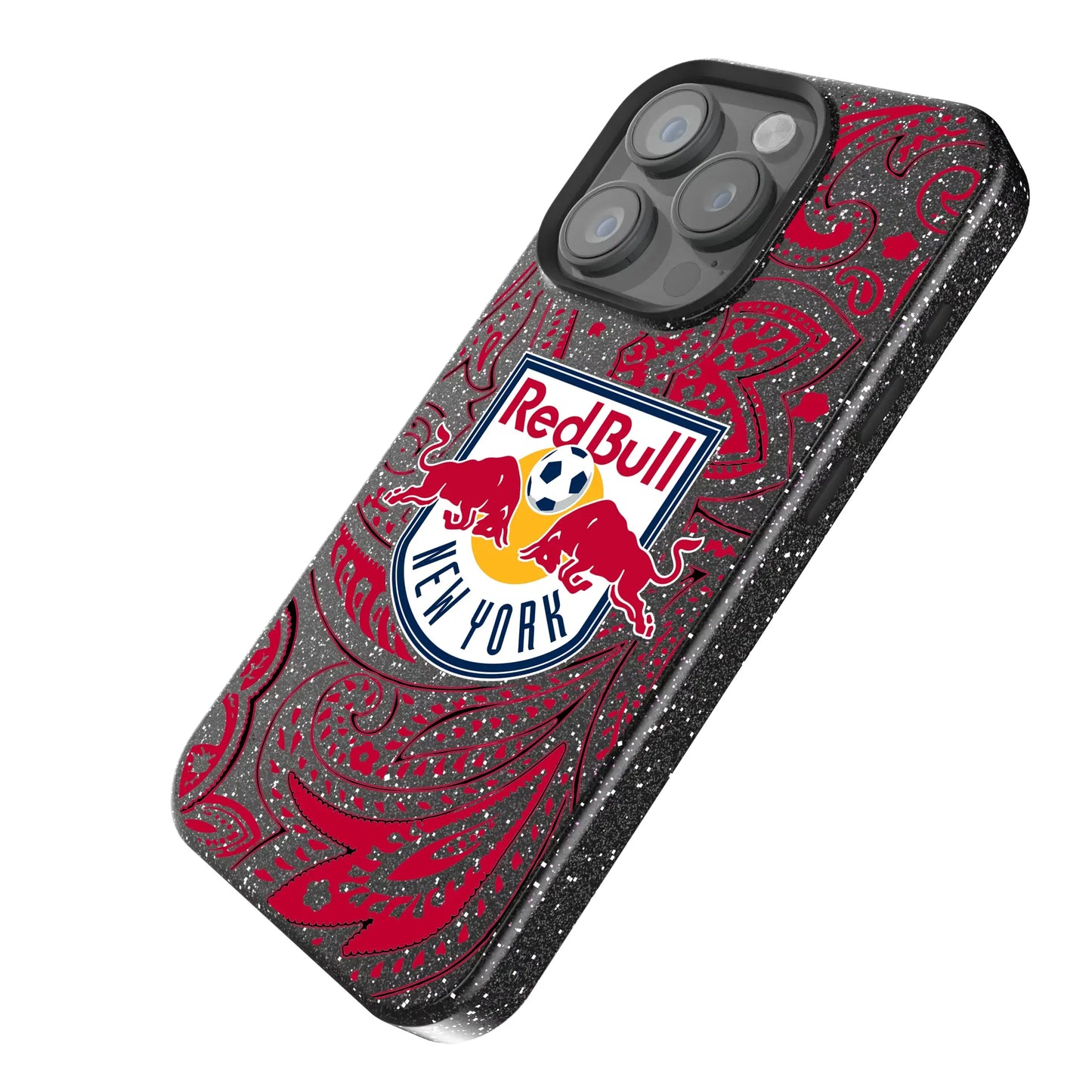 New York Red Bulls Paisley Black Bling Phone Case for Apple iPhone