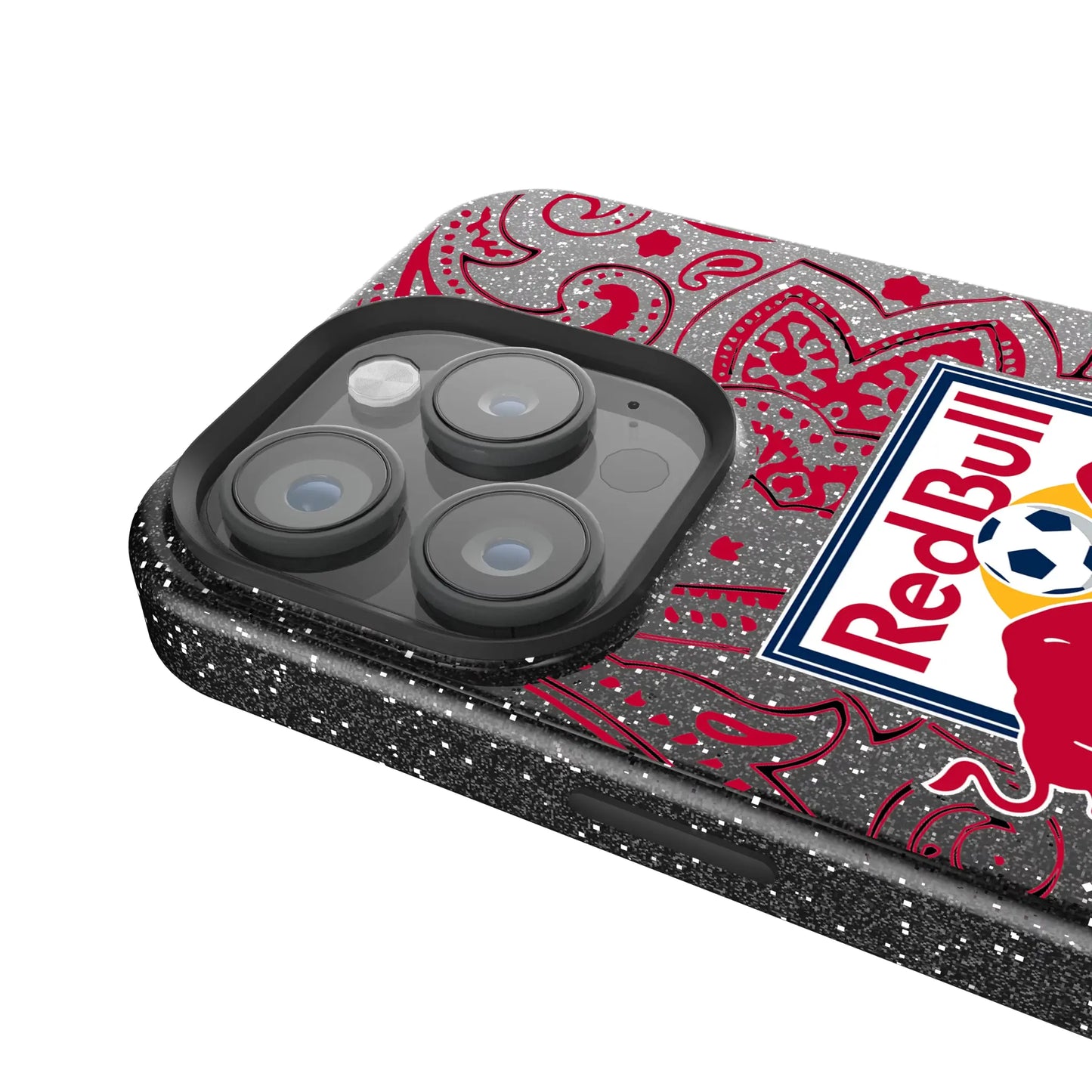 New York Red Bulls Paisley Black Bling Phone Case for Apple iPhone