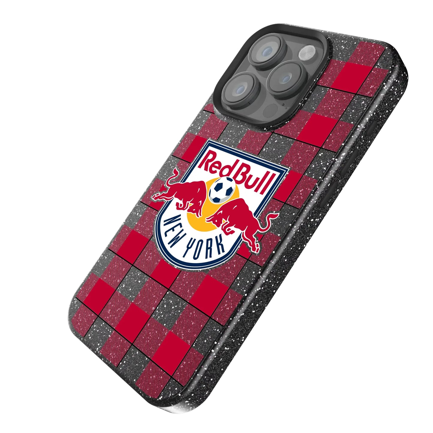 New York Red Bulls Plaid Black Bling Phone Case for Apple iPhone