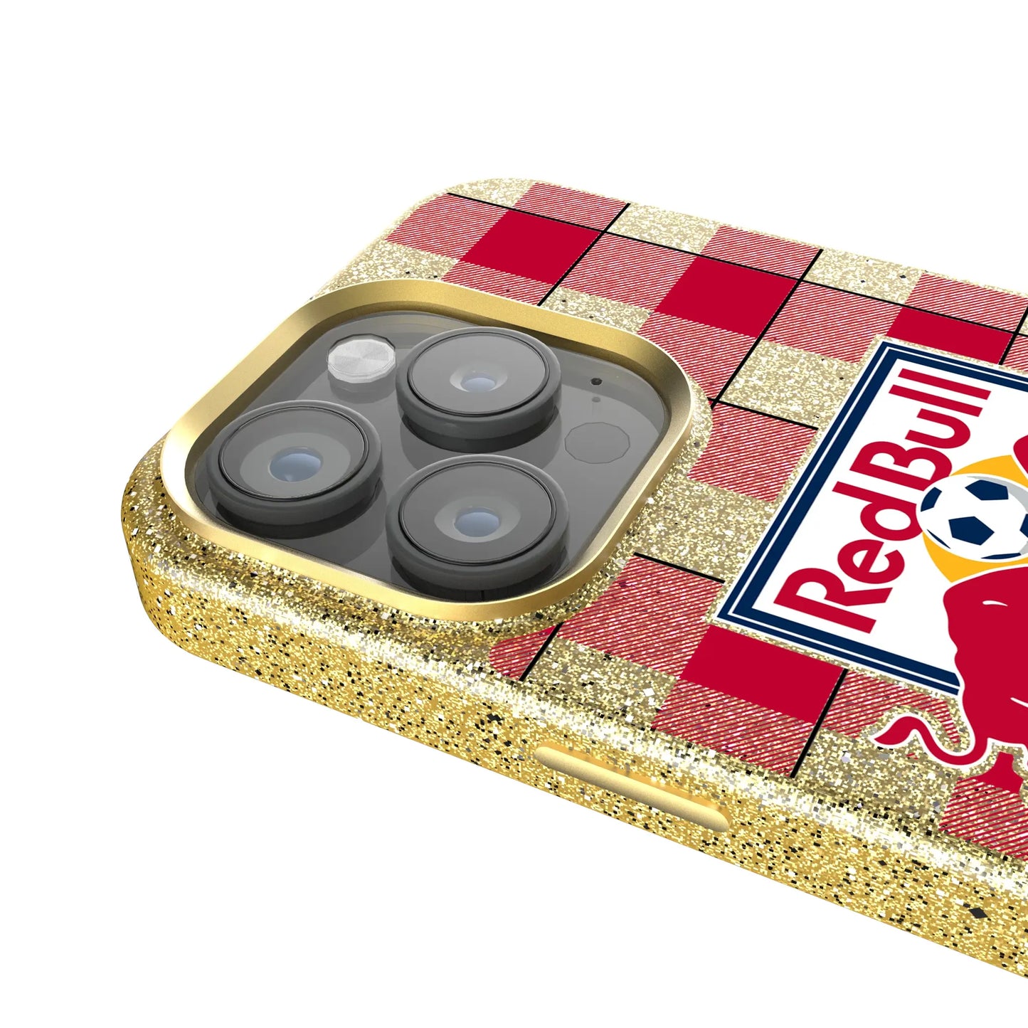 New York Red Bulls Plaid Bling Phone Case for Apple iPhone
