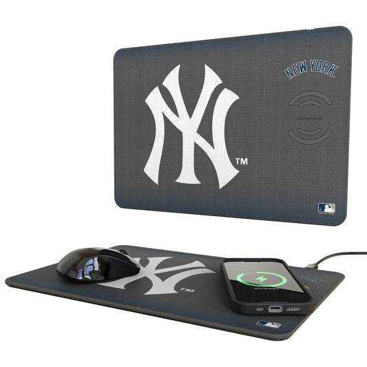 New York Yankees Linen 15-Watt Wireless Charger and Mouse Pad