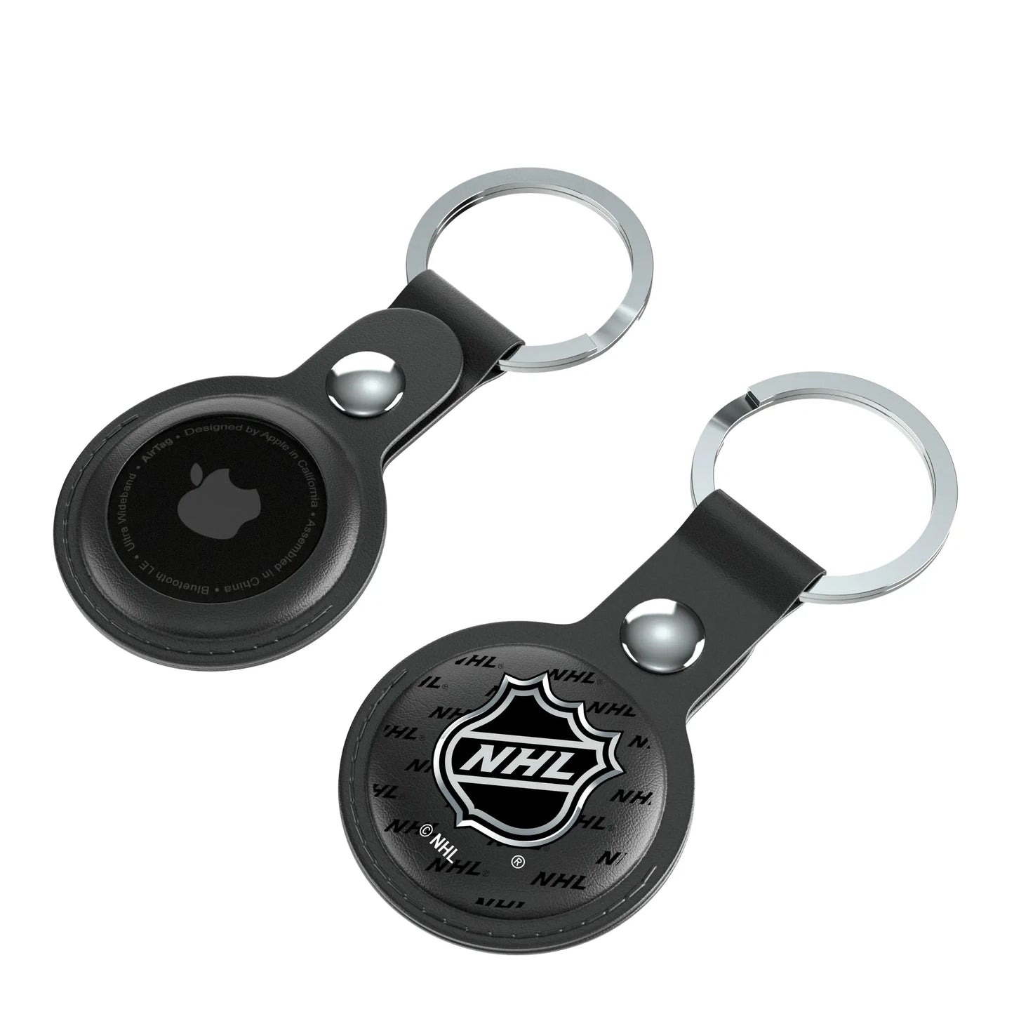 NHL Fashion Pattern Black Airtag Holder 2-Pack