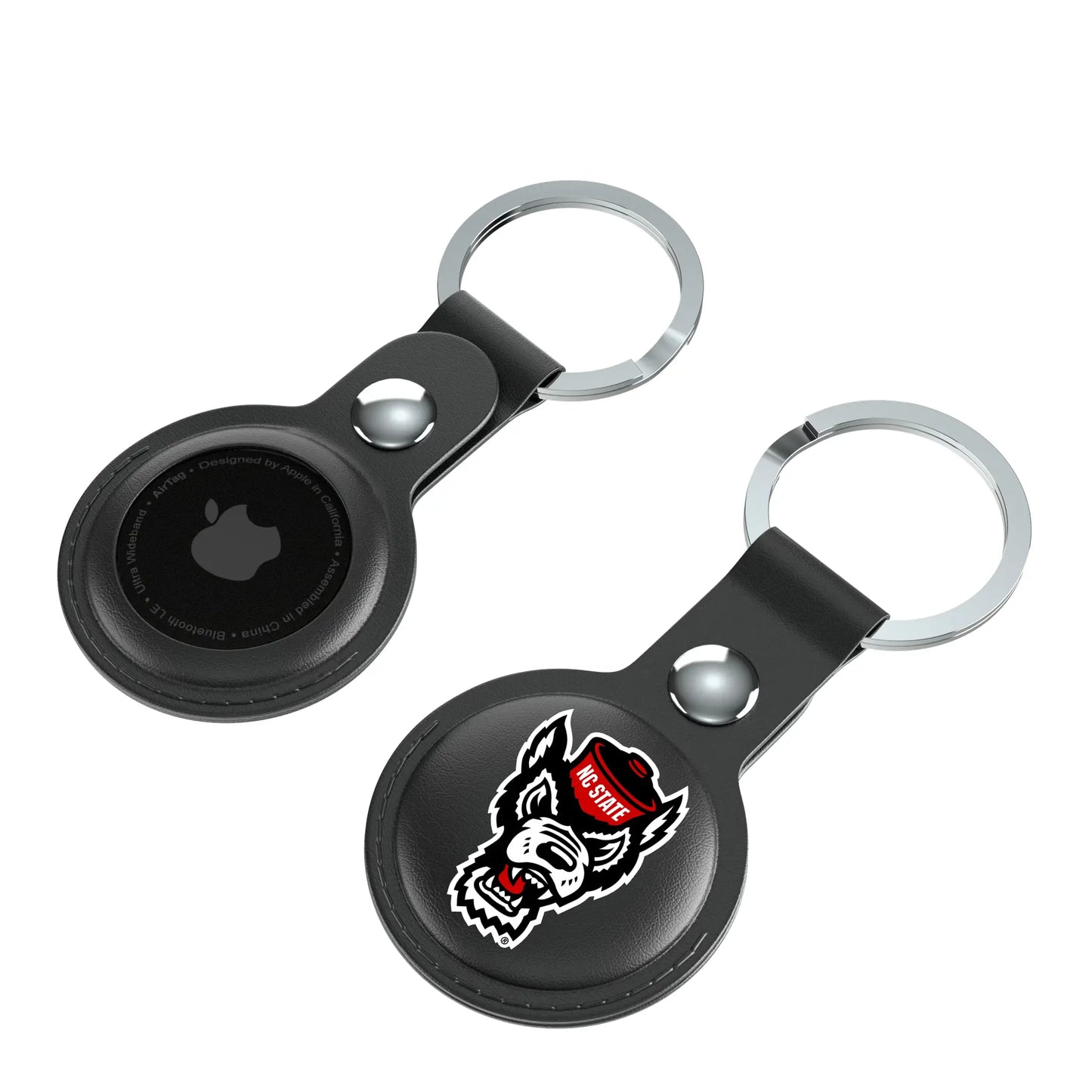 North Carolina State University Wolfpack Insignia Black Airtag Holder 2-Pack