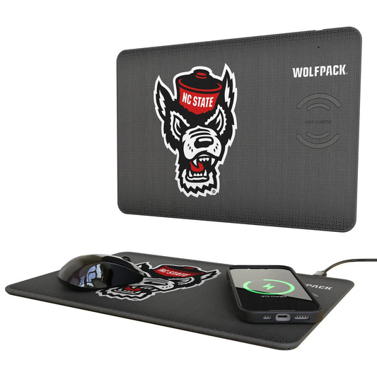North Carolina State University Wolfpack Linen 15-Watt Wireless Charger and Mouse Pad