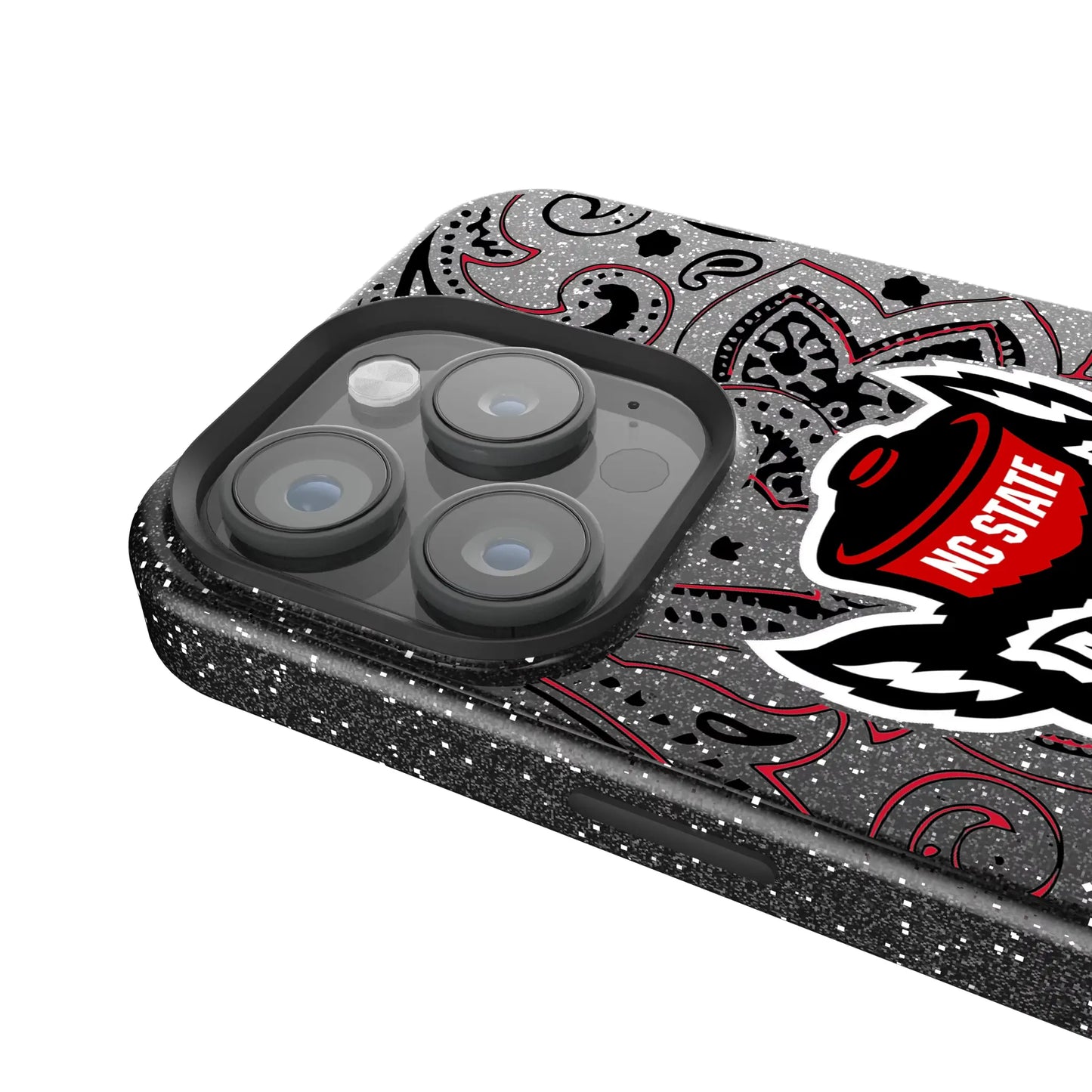 North Carolina State University Wolfpack Paisley Black Bling Phone Case for Apple iPhone