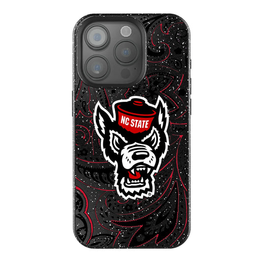 North Carolina State University Wolfpack Paisley Black Bling Phone Case for Apple iPhone