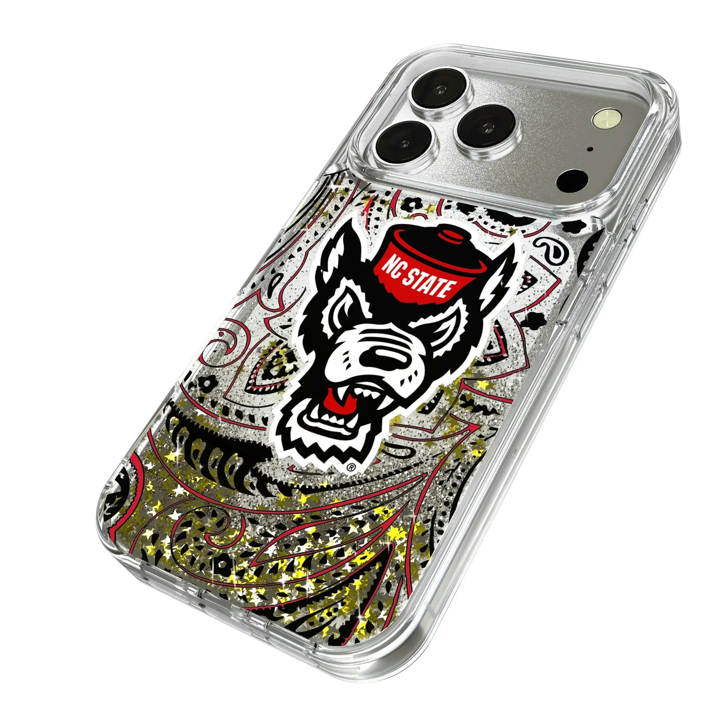 North Carolina State University Wolfpack Paisley Glitter Phone Case for Apple iPhone