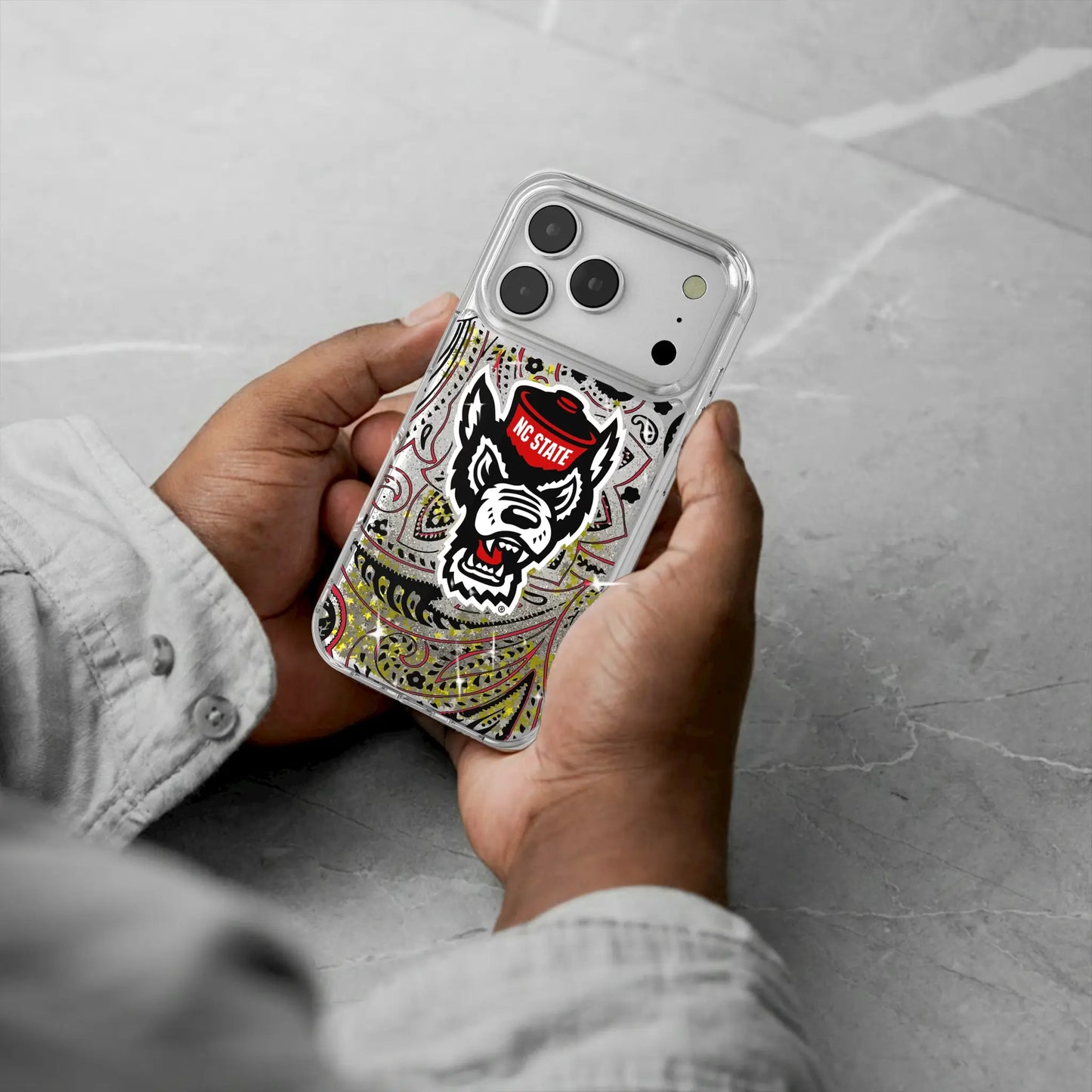 North Carolina State University Wolfpack Paisley Glitter Phone Case for Apple iPhone