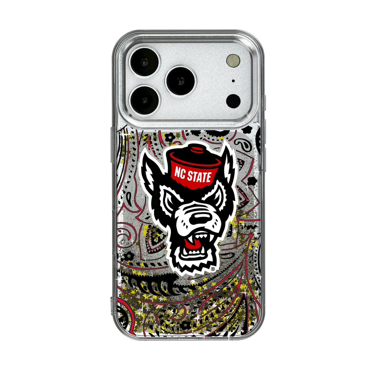 North Carolina State University Wolfpack Paisley Glitter Phone Case for Apple iPhone