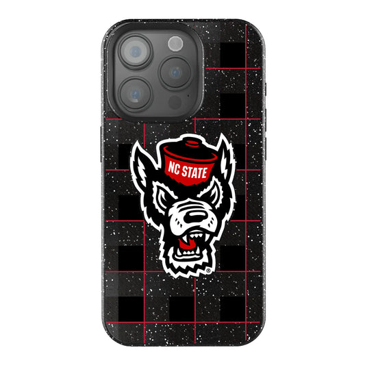 North Carolina State University Wolfpack Plaid Black Bling Phone Case for Apple iPhone