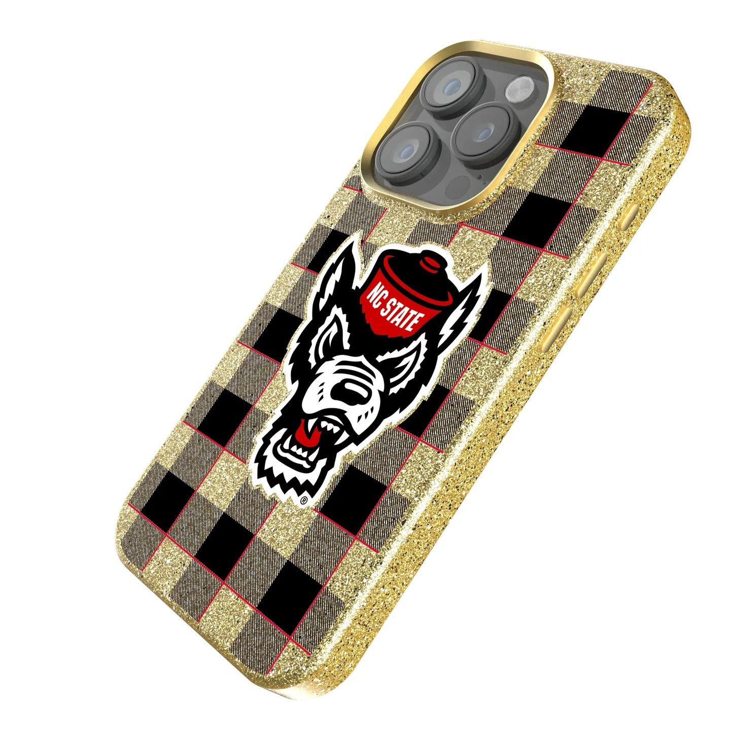 North Carolina State University Wolfpack Plaid Bling Phone Case for Apple iPhone