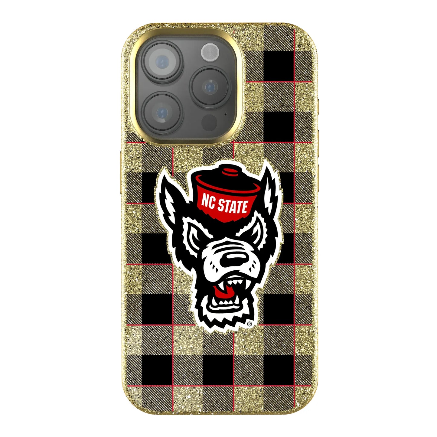 North Carolina State University Wolfpack Plaid Bling Phone Case for Apple iPhone