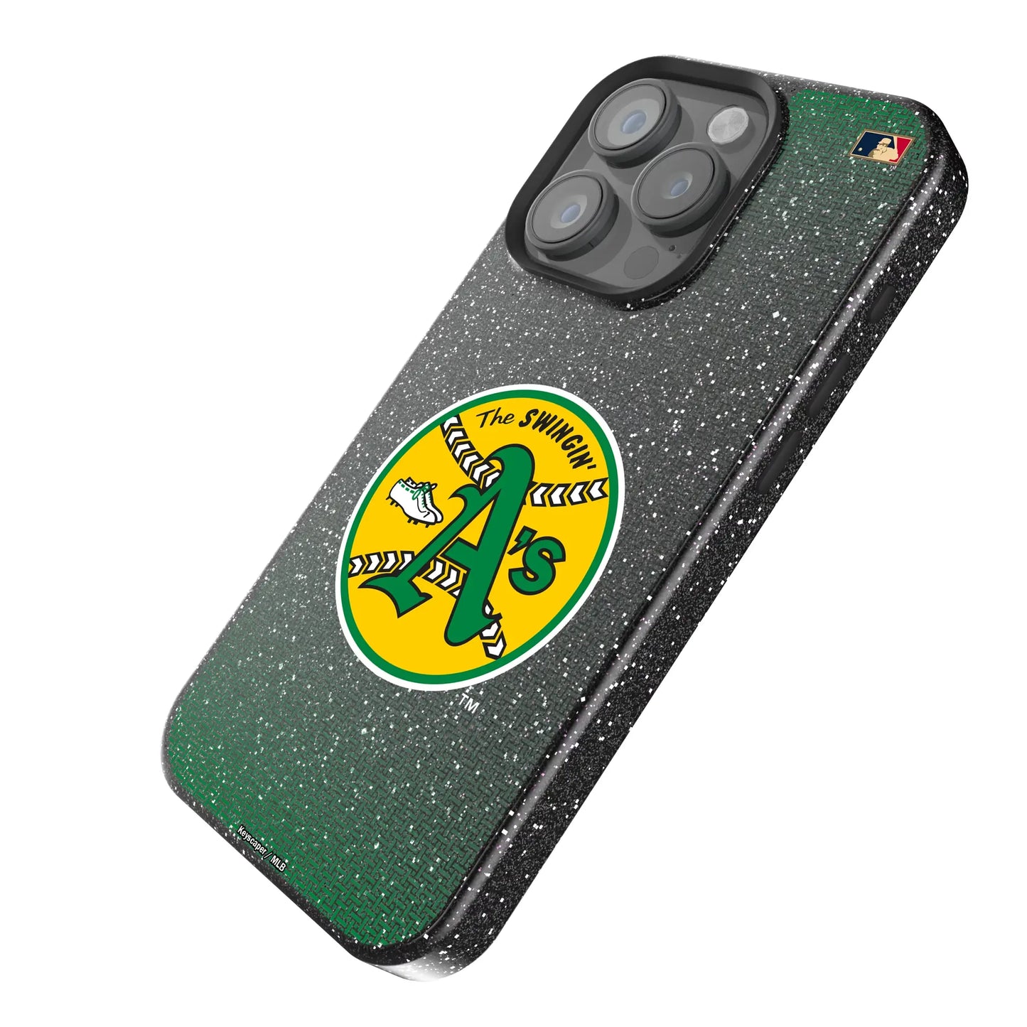 Oakland As 1971-1981 - Cooperstown Collection Linen Black Bling Phone Case for Apple iPhone