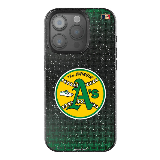 Oakland As 1971-1981 - Cooperstown Collection Linen Black Bling Phone Case for Apple iPhone