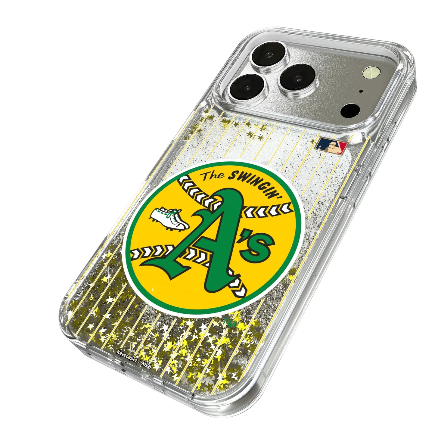 Oakland As 1971-1981 - Cooperstown Collection Pinstripe Glitter Phone Case for Apple iPhone