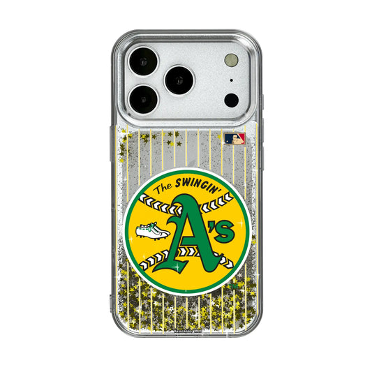 Oakland As 1971-1981 - Cooperstown Collection Pinstripe Glitter Phone Case for Apple iPhone