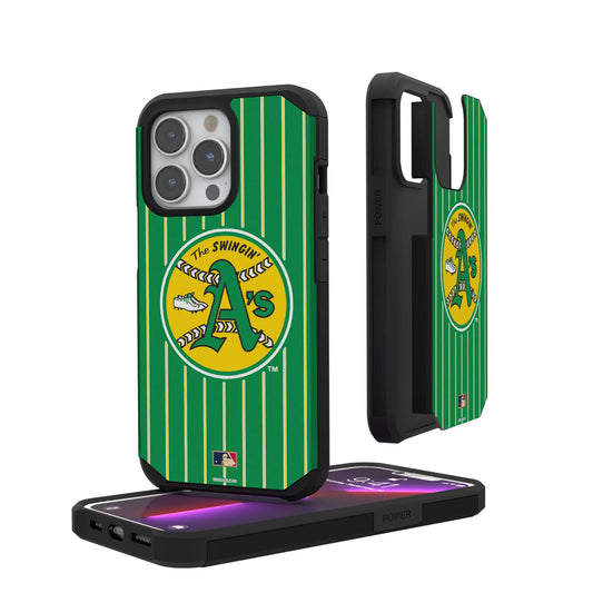 Oakland As 1971-1981 - Cooperstown Collection Pinstripe Rugged Phone Case for Apple iPhone