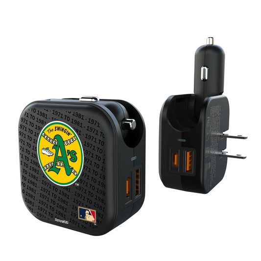 Oakland As 1971-1981 - Cooperstown Collection Text Backdrop 2 in 1 USB A/C Charger