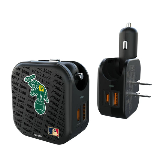 Oakland As Home 1988 - Cooperstown Collection Text Backdrop 2 in 1 USB A/C Charger