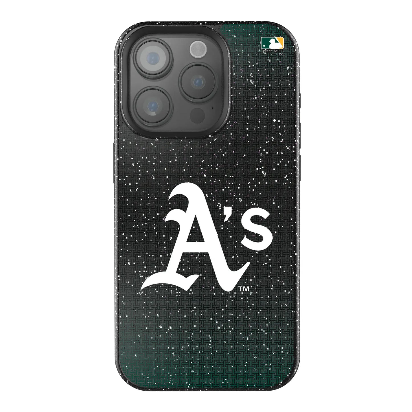Oakland Athletics Linen Black Bling Phone Case for Apple iPhone
